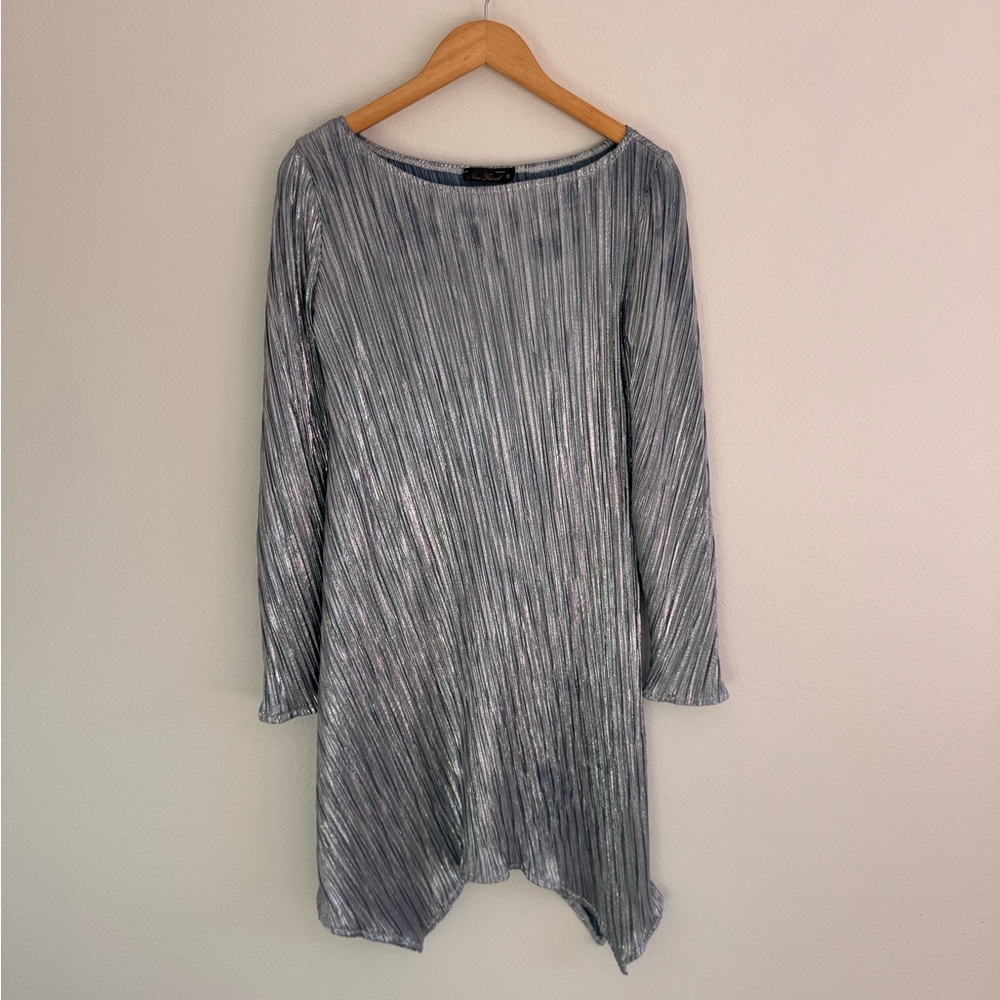 Size S Silver Long Sleeve Asymmetrical Dress